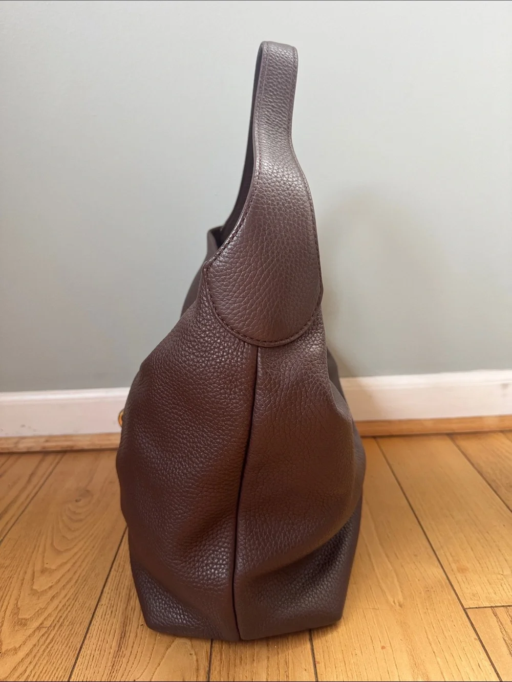 Dooney & Bourke‎ chocolate Brown pebbled leather logo lick sack hobo bag